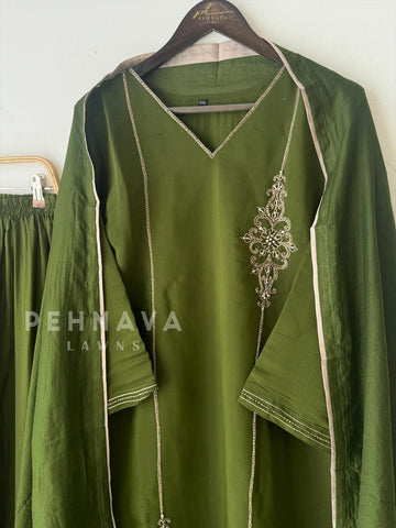 Handworked panel cut Chanderi Suit-3508 - Pehnava Lawns