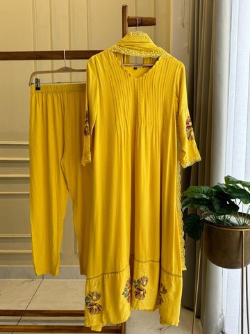 Rayon Anarkali Pleated Suit