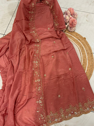 Pure Crepe Handworked Un-stitched suit-1678