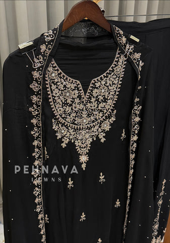 Premium Chinnon Handworked Semi Stitched Suit