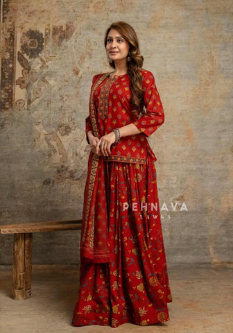 Floral Block Print Skirt Set 456