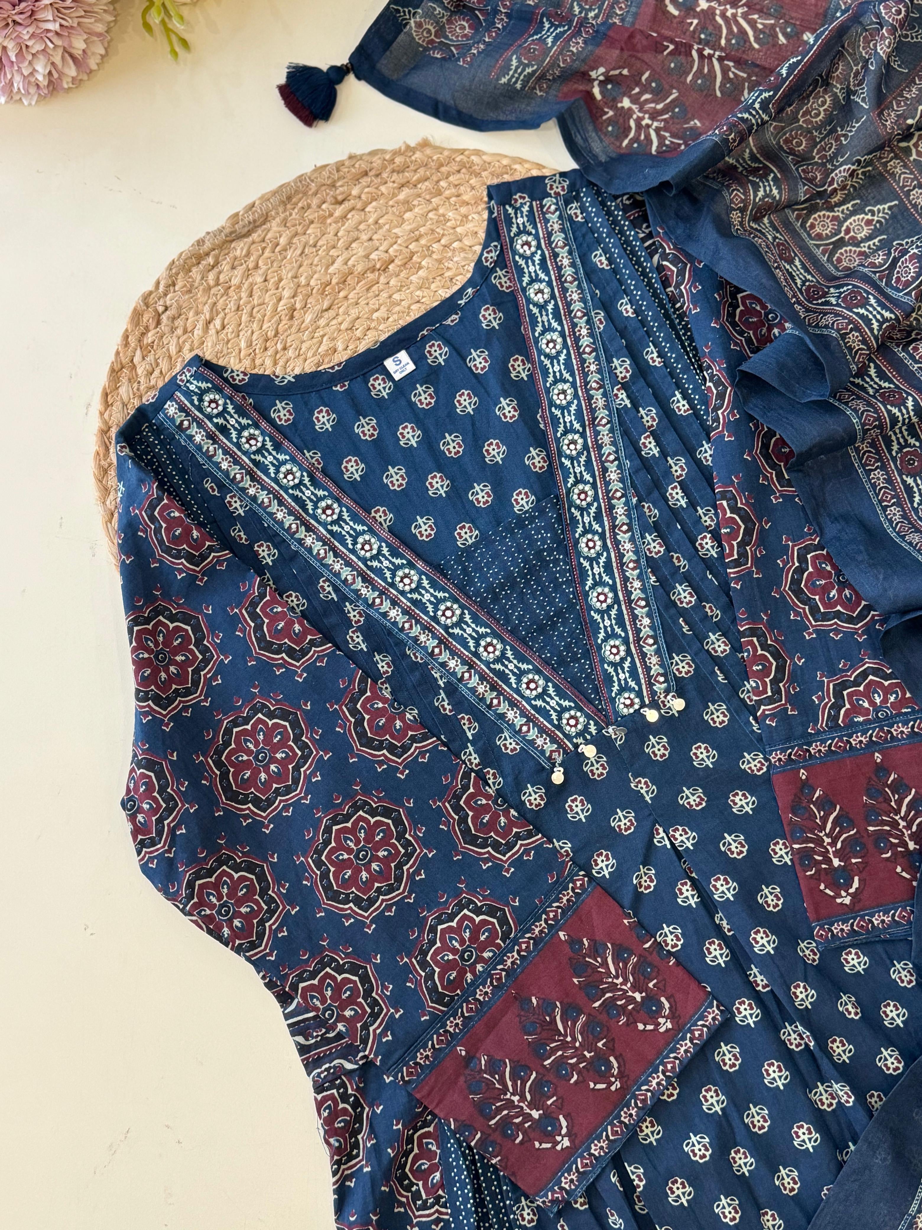 Ajrak Printed Anarkali suit