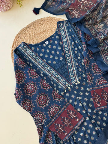 Ajrak Printed Anarkali suit