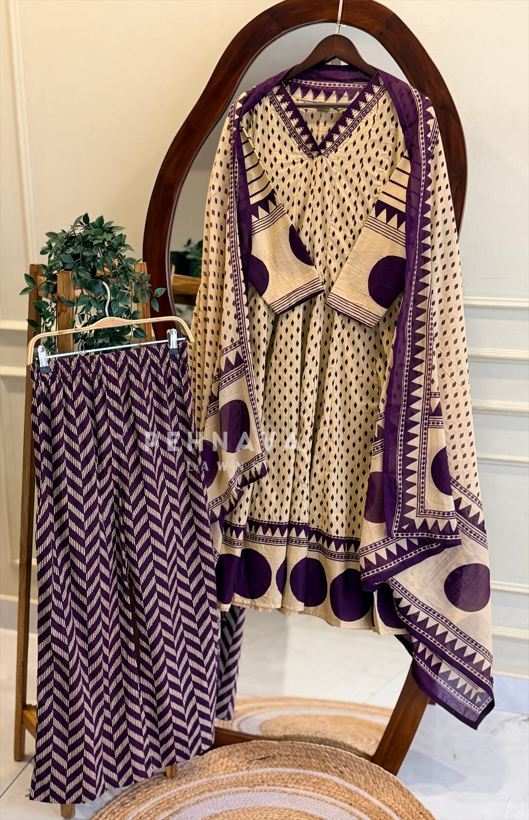 Block Printed Cotton Suit Set-11051-4 - Pehnava Lawns