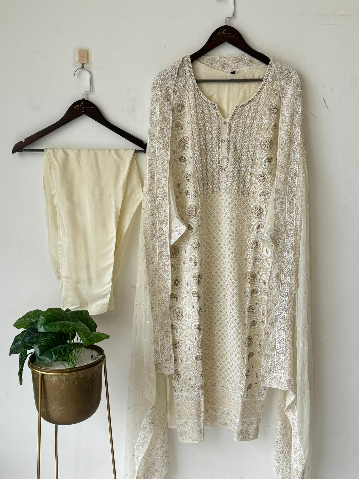 Georgette Chikankari Embroidered Suit-No.12 - Pehnava Lawns