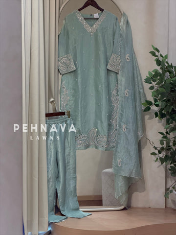 Crinkle Tissue Organza Three Piece Suit