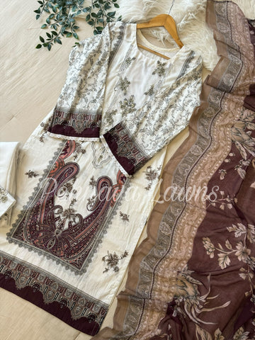 Paki Printed casual suit with chiffon/cotton dupatta -495