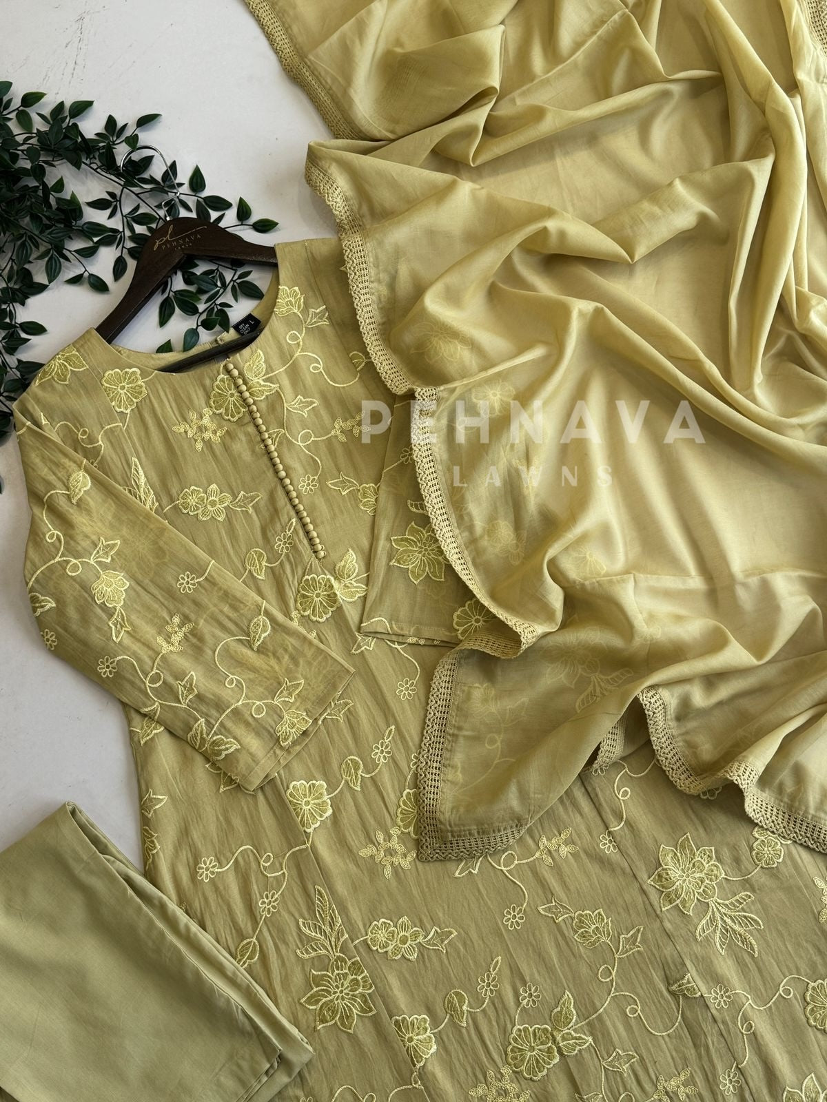 Yellow Chanderi Embroidery Suit 12679