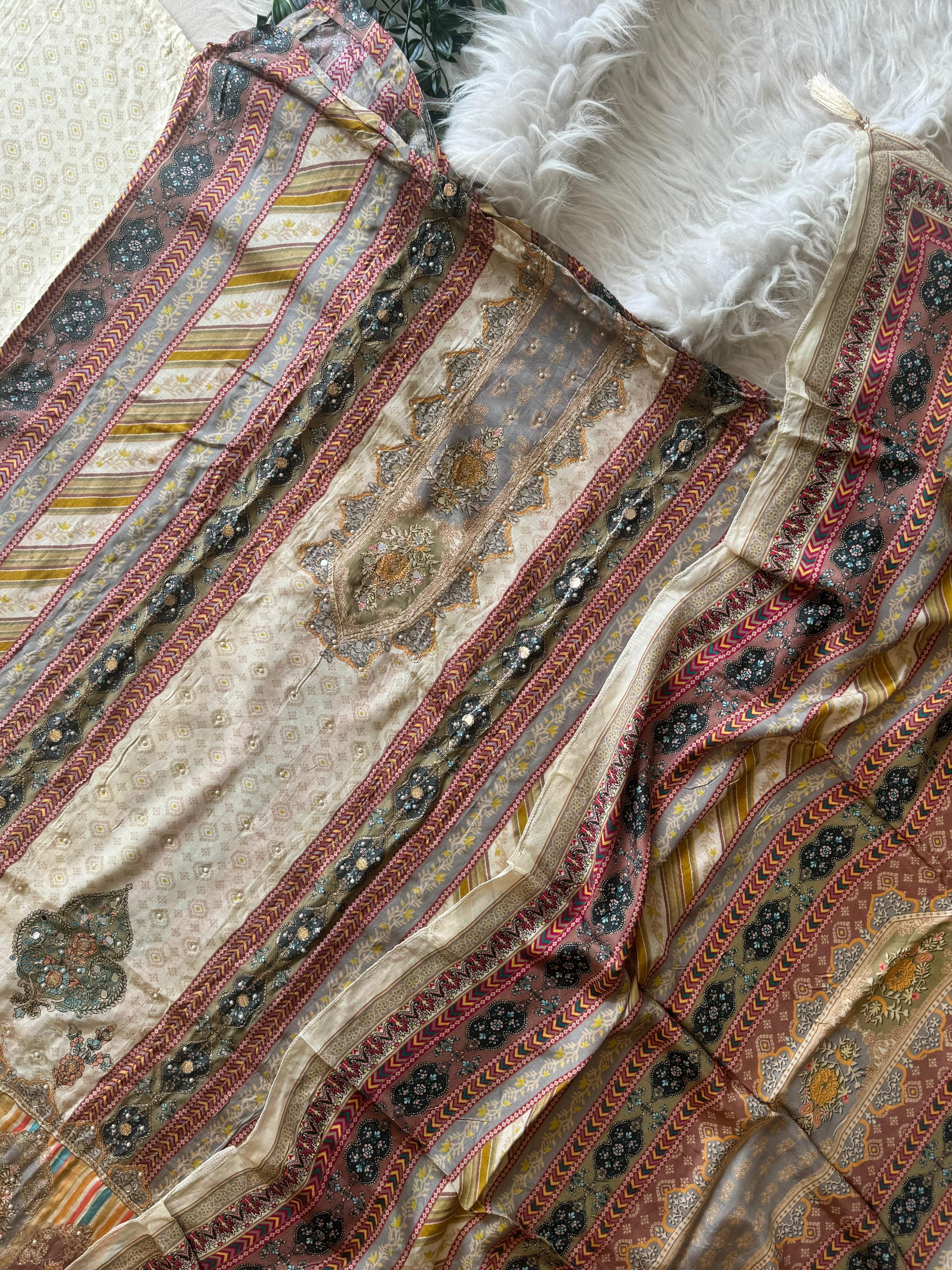 Muslin Suit with hand detailings-227