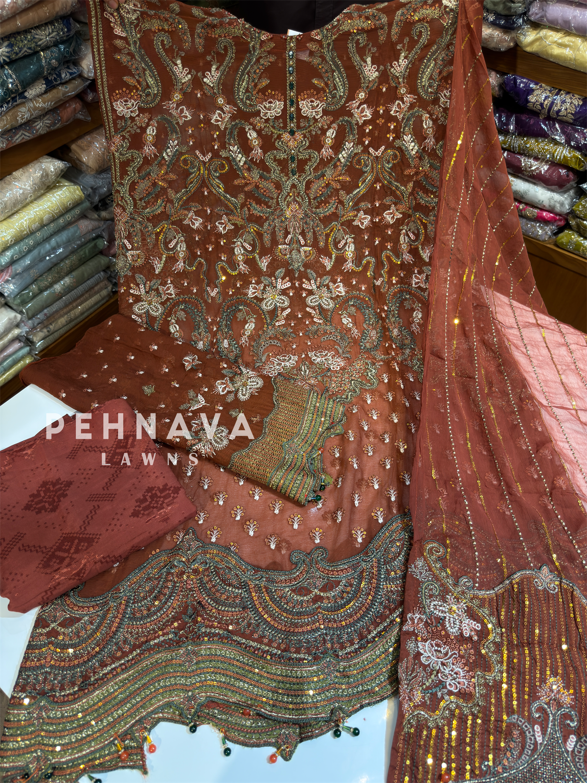 Heavy Embroidery Chiffon Suit