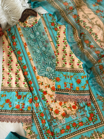 New Unstitched Printed Suit-1354B - Pehnava Lawns
