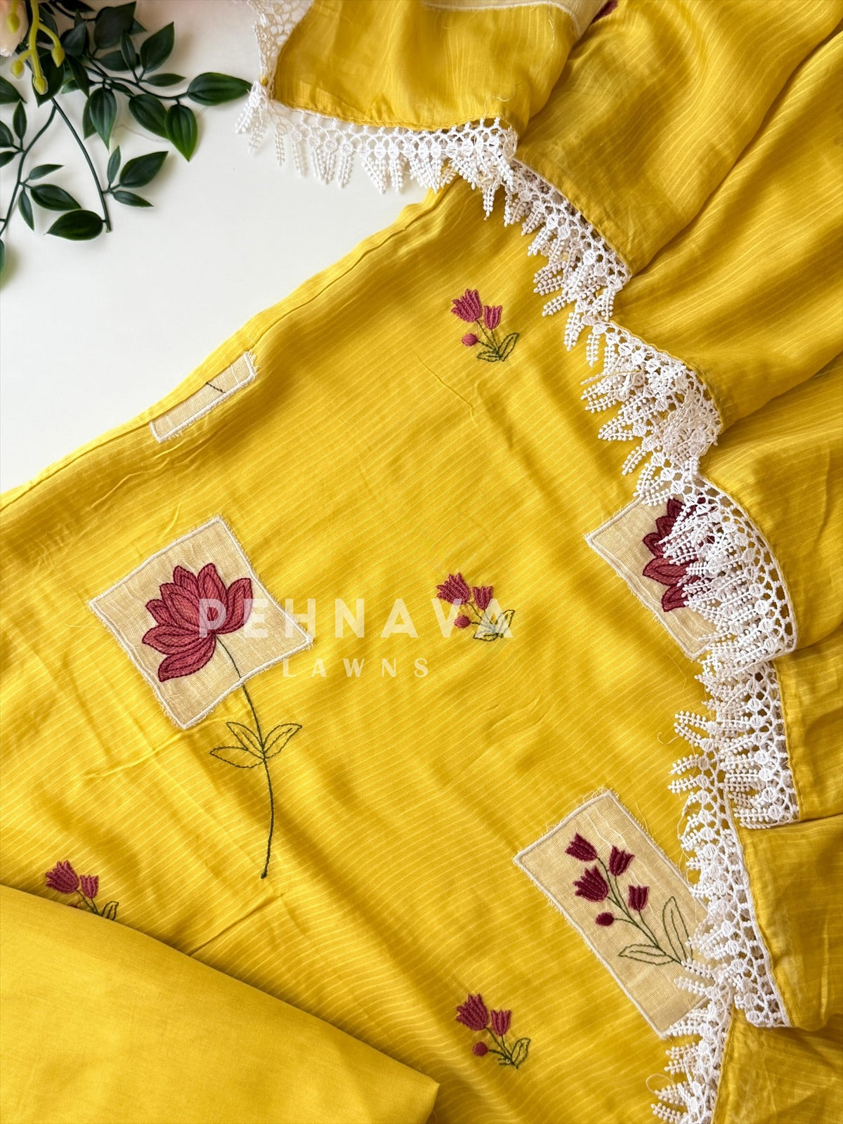 Floral Embroidered Linen Unstitched Suit-4135 - Pehnava Lawns