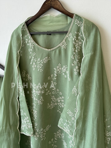 Elegant floral Embroidered Suit-12818