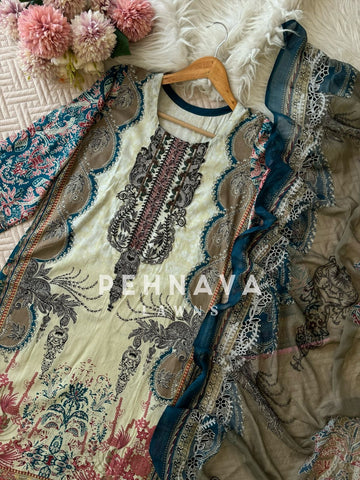 Intricate Floral Charmed Suit-Blue(3525)