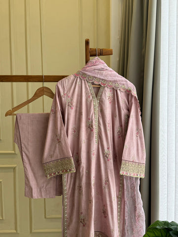 Premium Pure Lawn Embroidered Suit - 08