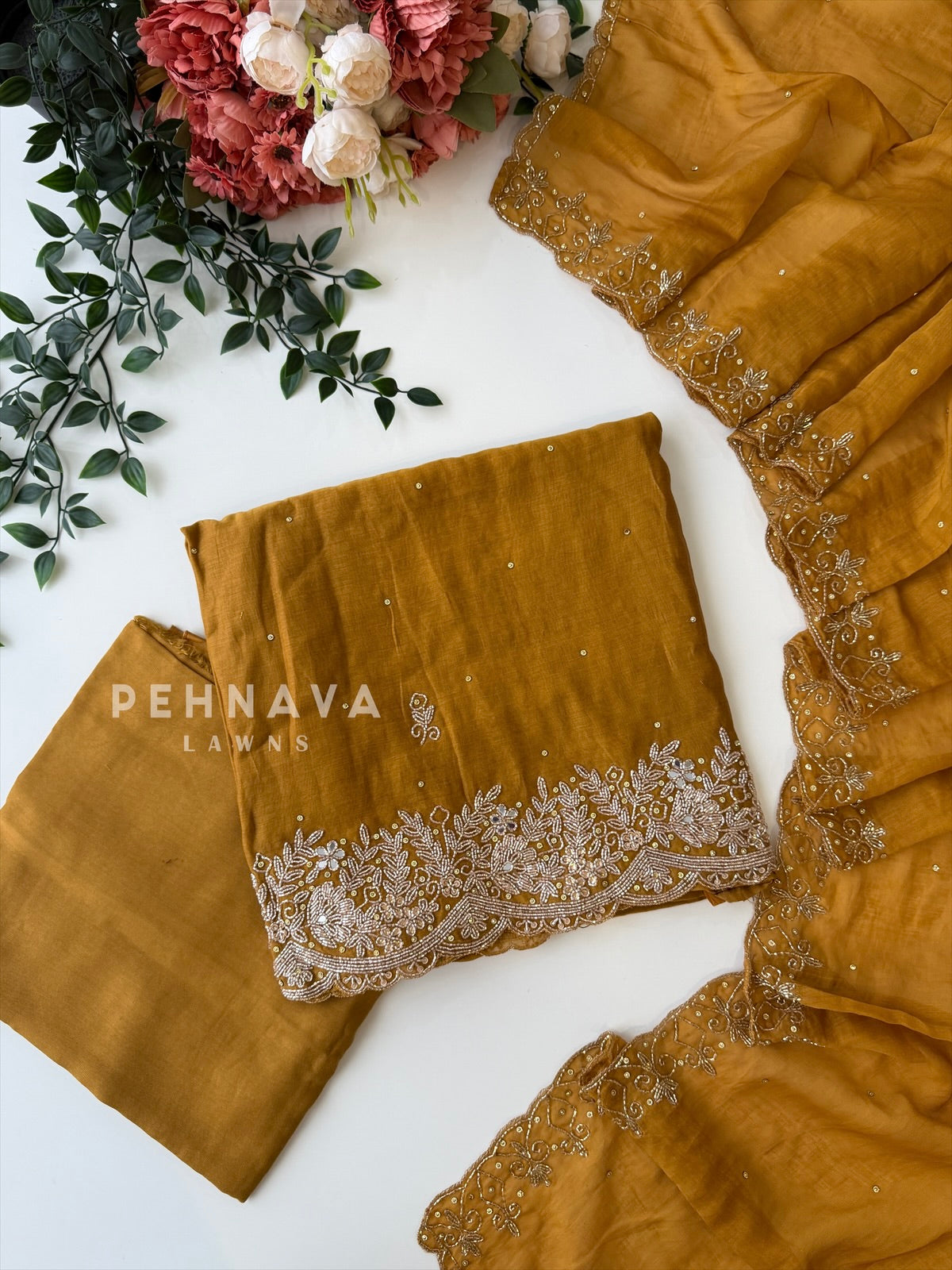 Chanderi Handworked Unstitched Suit-18566