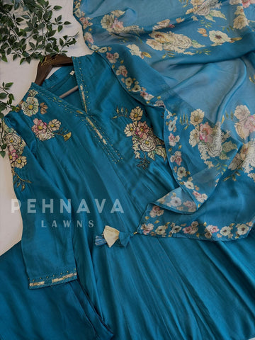 Panel Cut Muslin Anarkali Suit