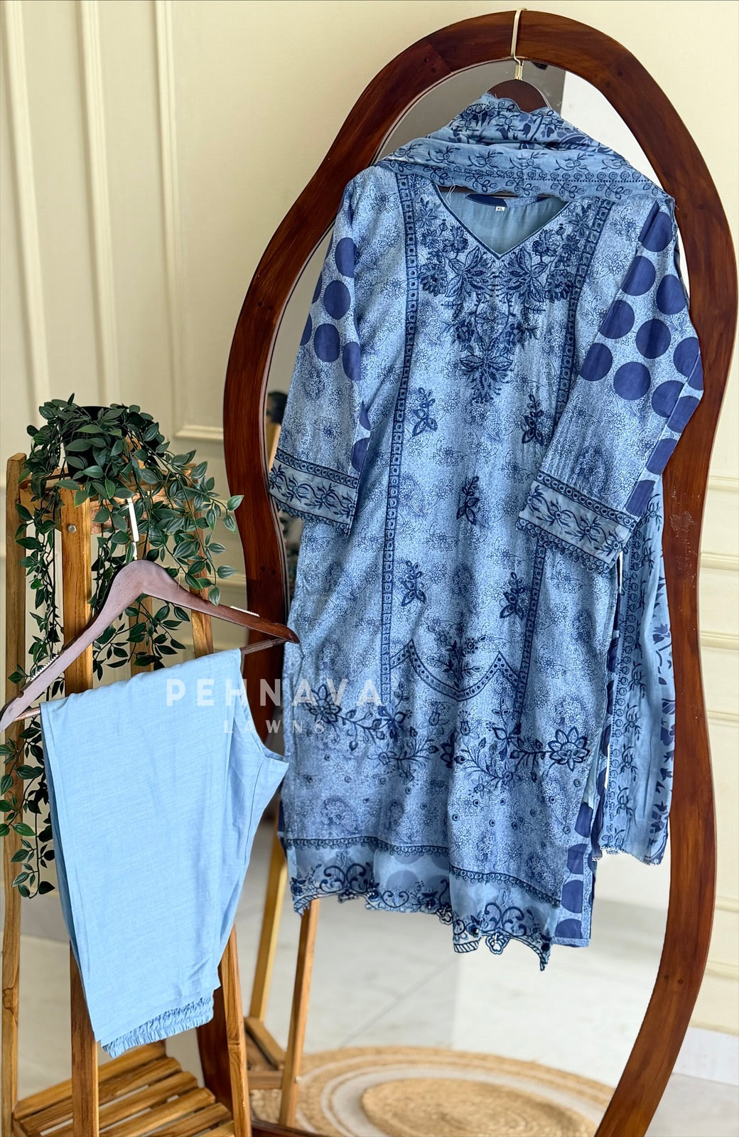 Embroidered Printed Suit Set-2003-6