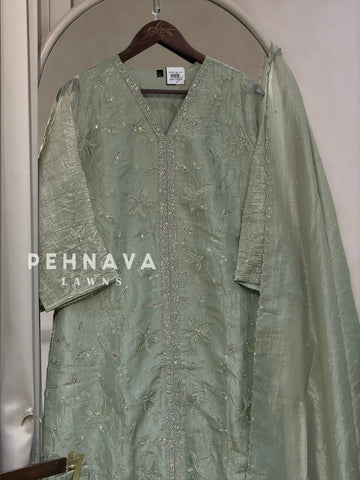 Crinkle Tissue Organza Three Piece Suit