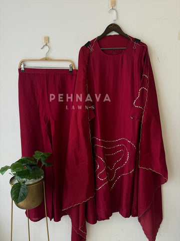 Mirror Work Silk Suit Set-3212