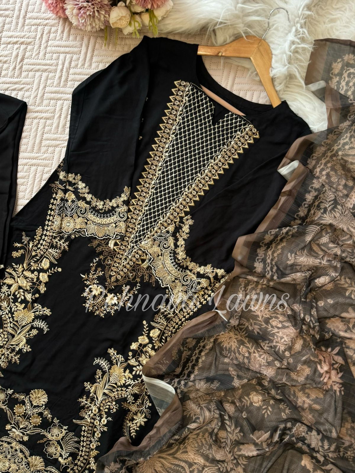 Semistitched Rayon Fully Embroidered Suit-3640