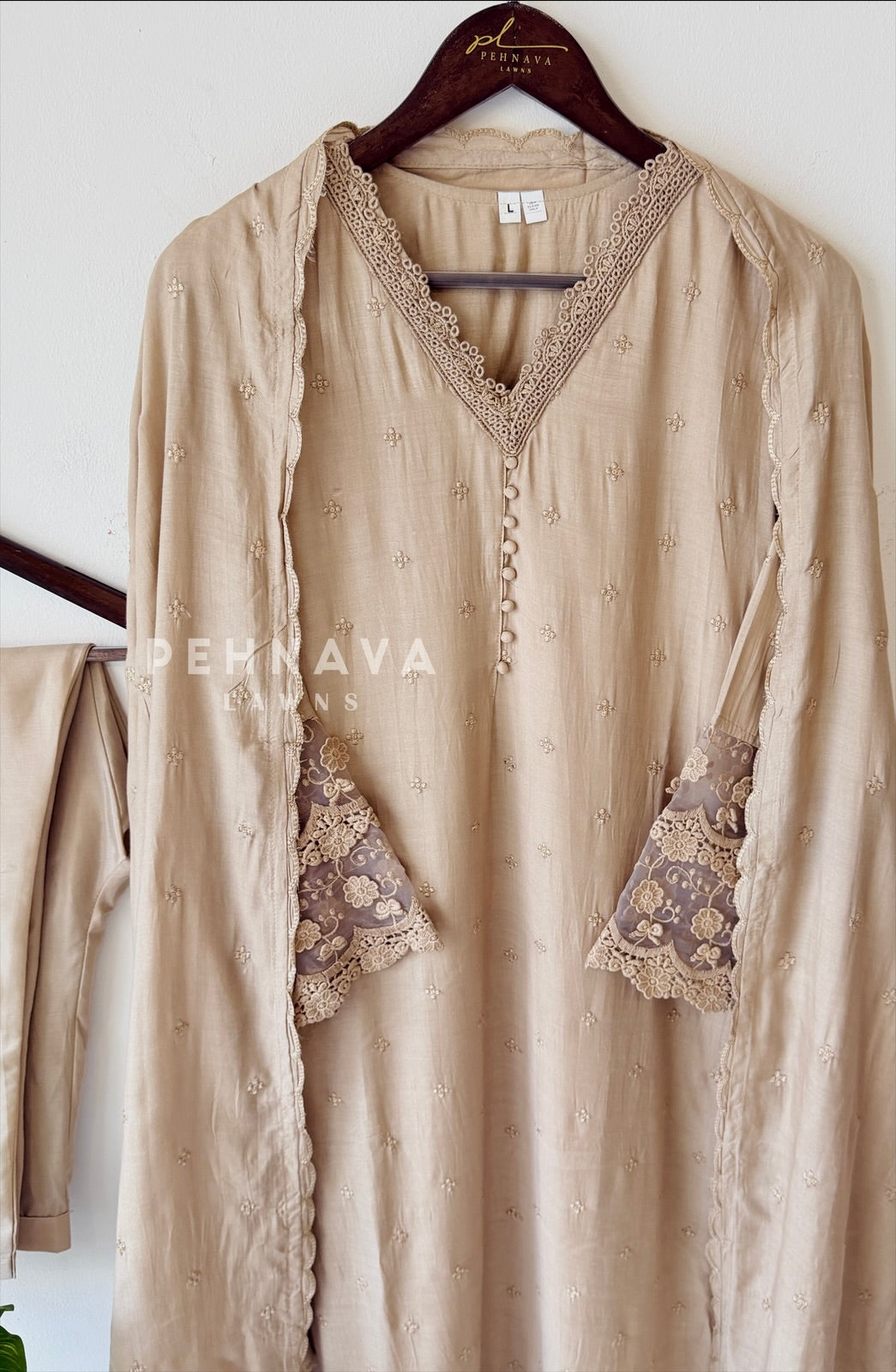 Lace‑Trimmed Embroidered Ensemble