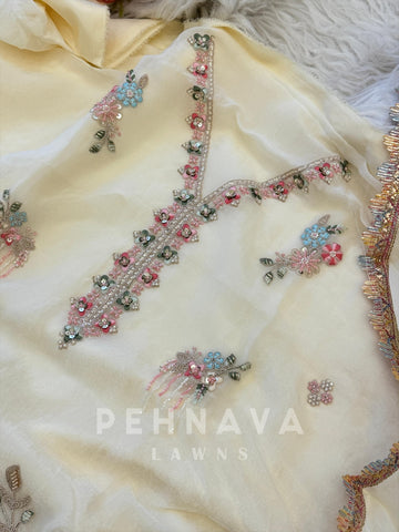 Organza Tissue Handworked Suit - Pehnava Lawns