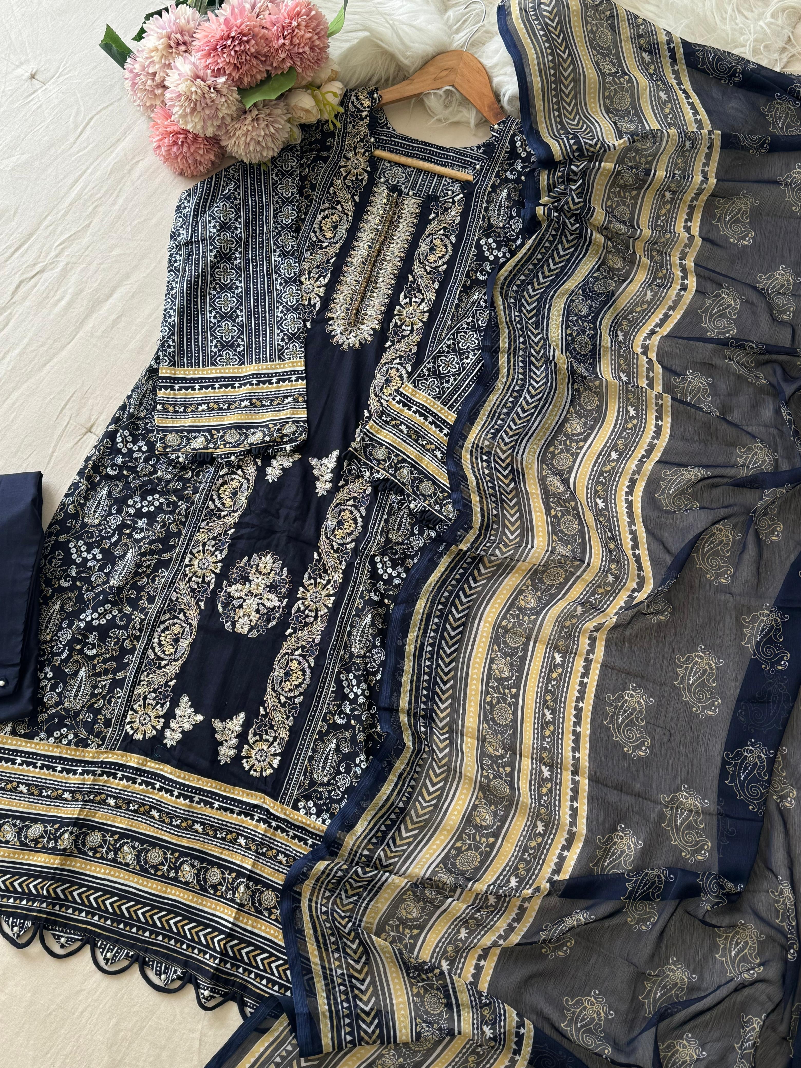 New Blue&Red Pakistani Suit