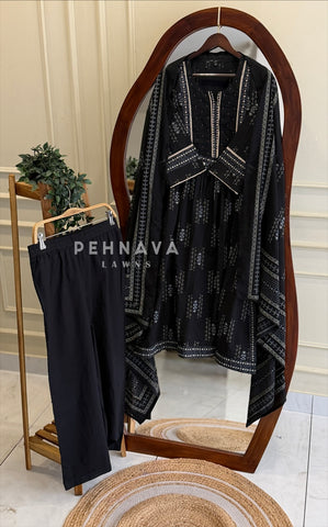 Ethnic Print Three Piece Suit