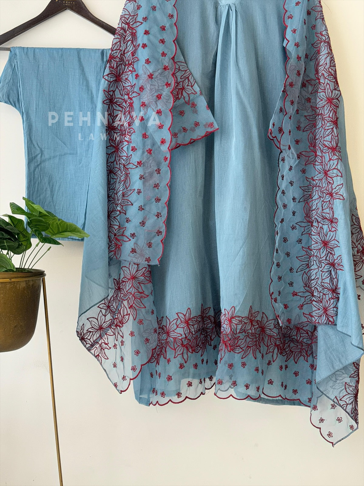 Organza Lace Chanderi Suit Set