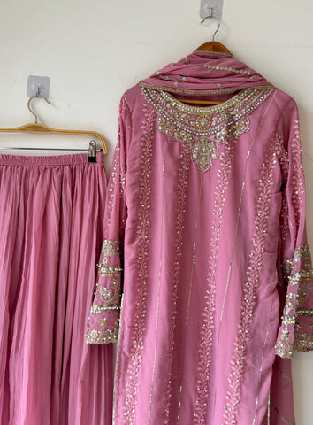 Pink Party wear Sharara Suit