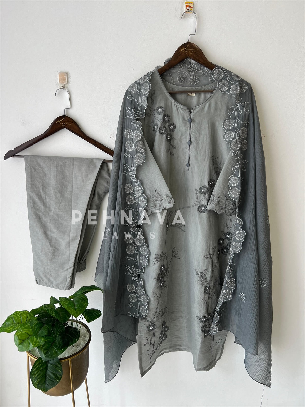 Floral Vine Embroidered Ensemble-6236