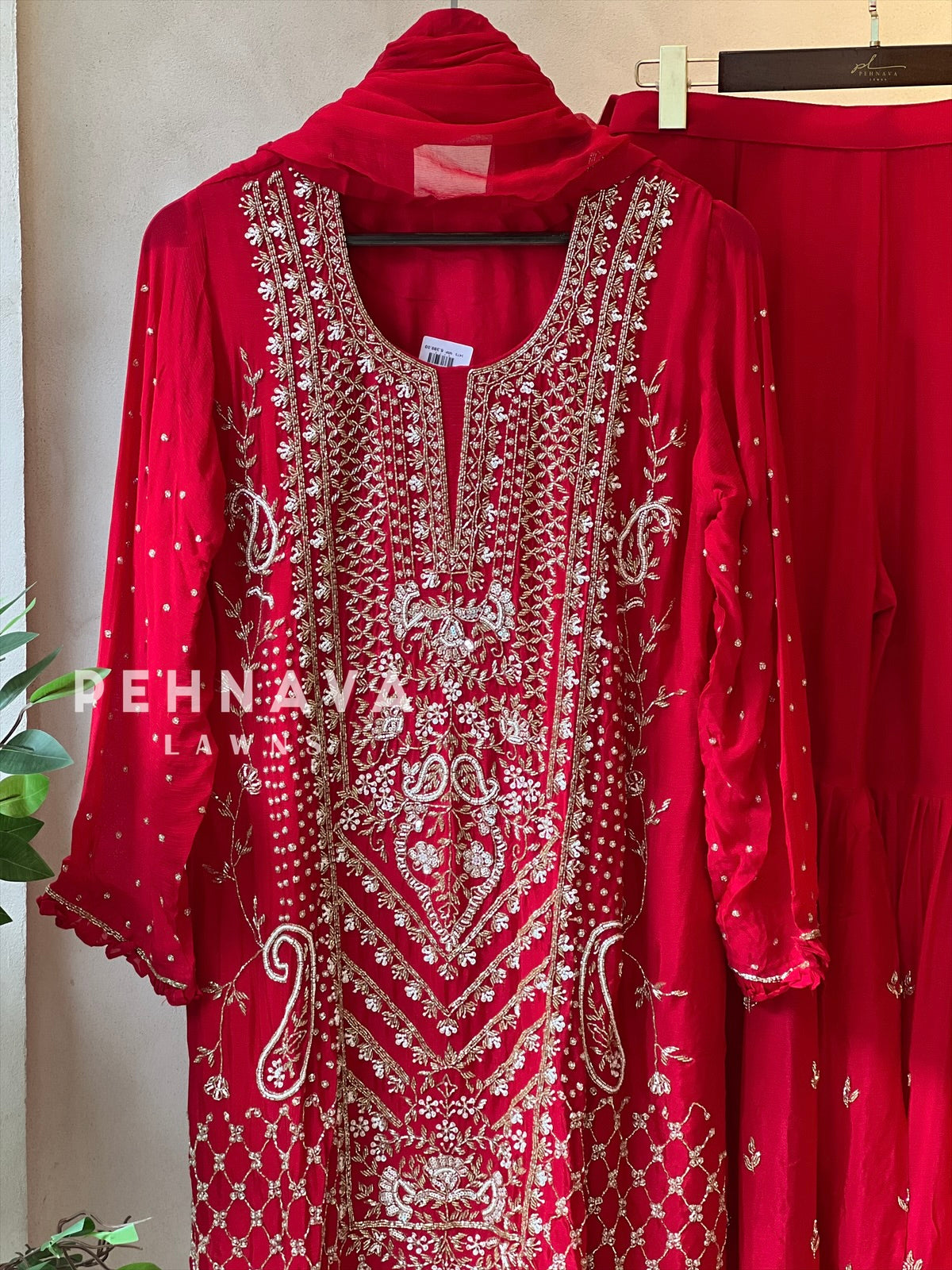 Heavily Handworked Sharara with Pure Chiffon Dupata