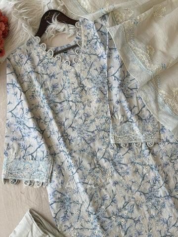 Classic Floral Embroidery Cotton Suit Set-1471