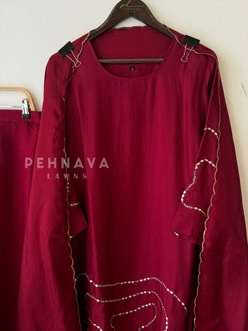 Mirror Work Silk Suit Set-3212