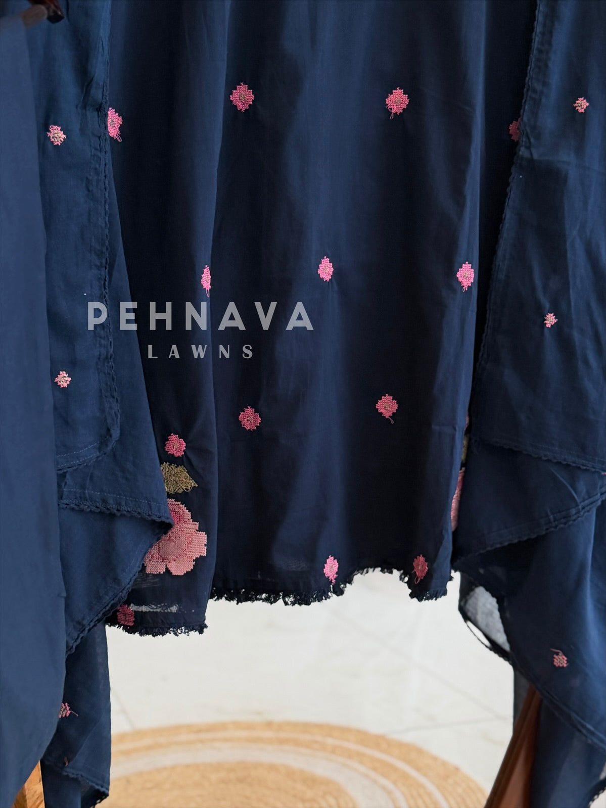 Floral Embroidered Cotton Suit