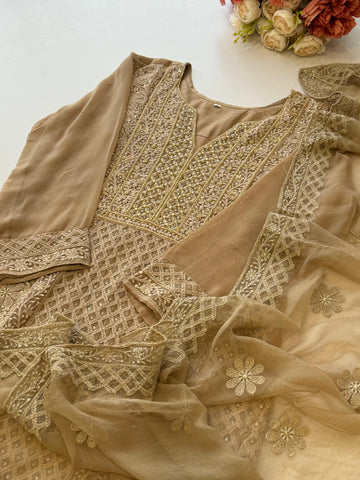 Pure georgette Chikankari embellished suit