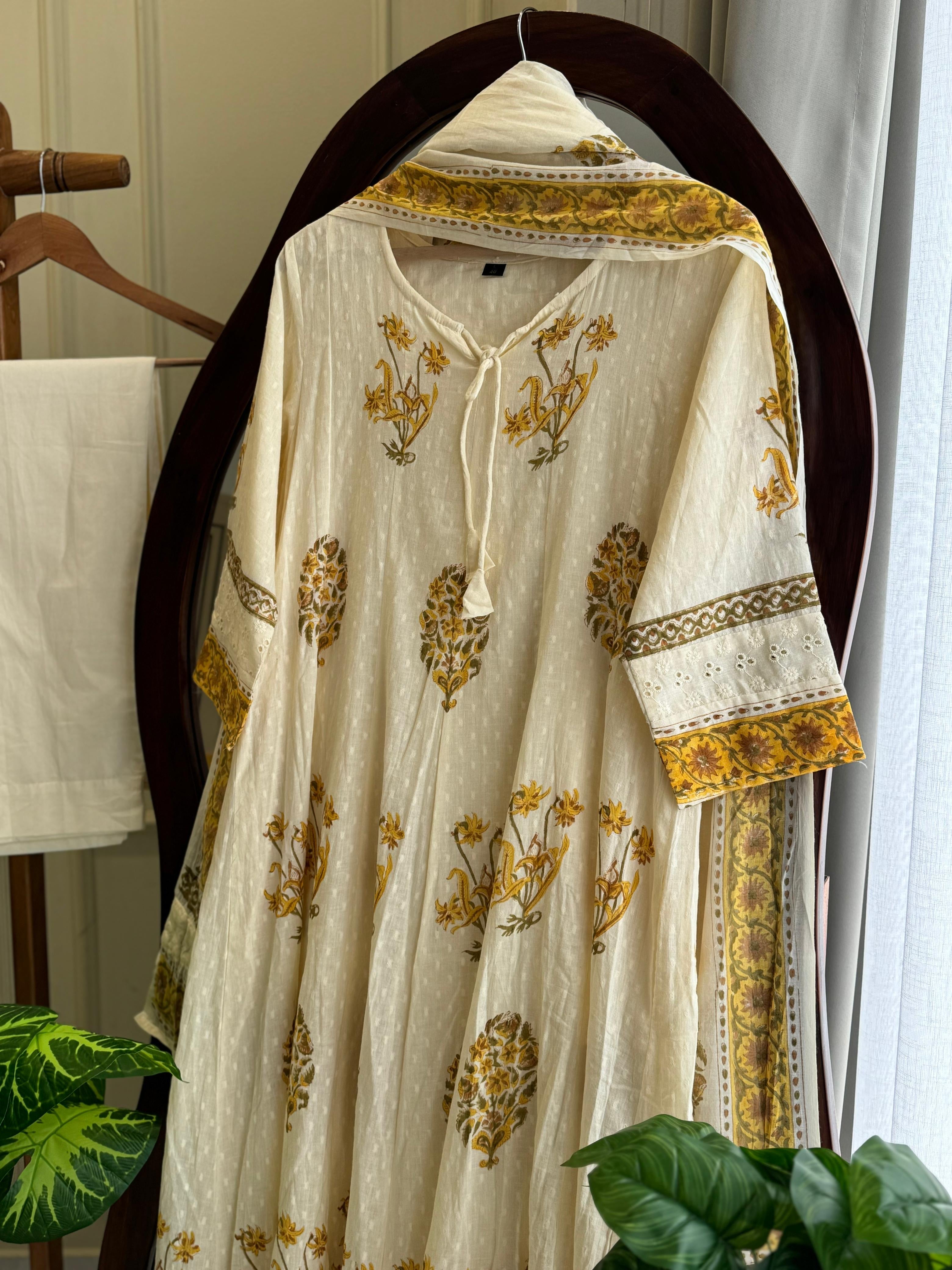 Floral pleated Anarkali Dress