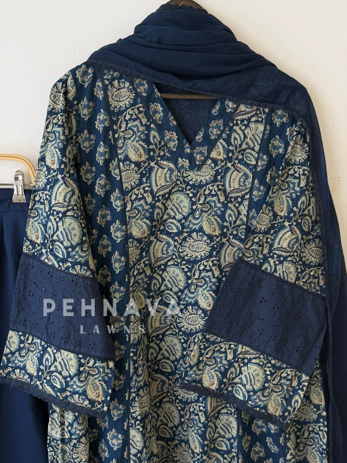 Kalamkari Paisley Printed Three-Piece Set-13104