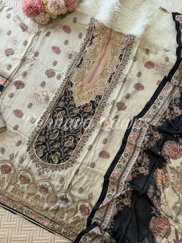Pure  muslin with detailings  and muslin Dupatta-281