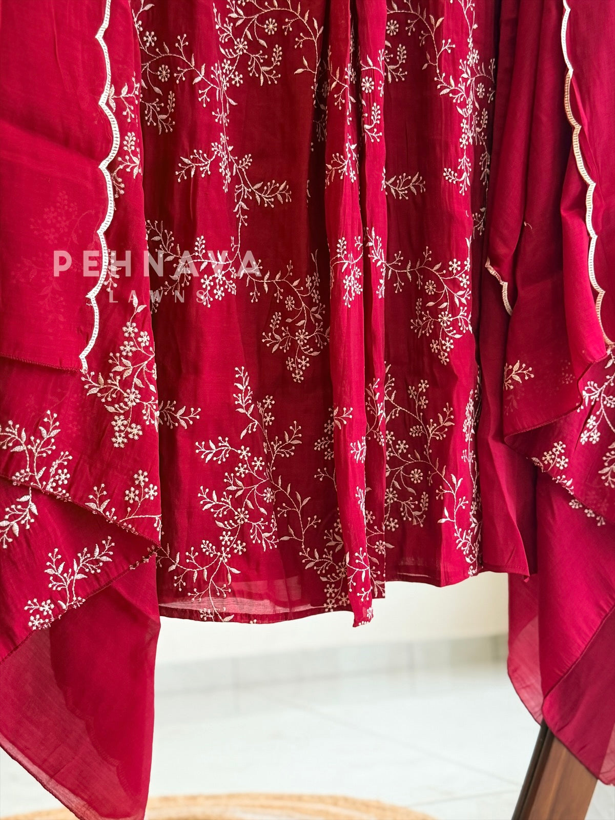 Scallop Border Embroidered Suit Set