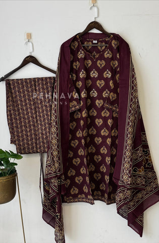 Ajrakh Printed Cotton Kurthi Set