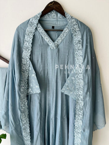 Chanderi Bell-Sleeve Embroidery Ensemble-16551