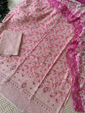 Cotton Embroidered Suit Ft. Cotton Dupata-4