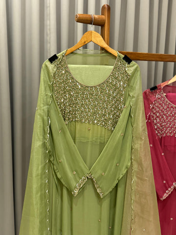 Semi stitched chiffon handwork suit