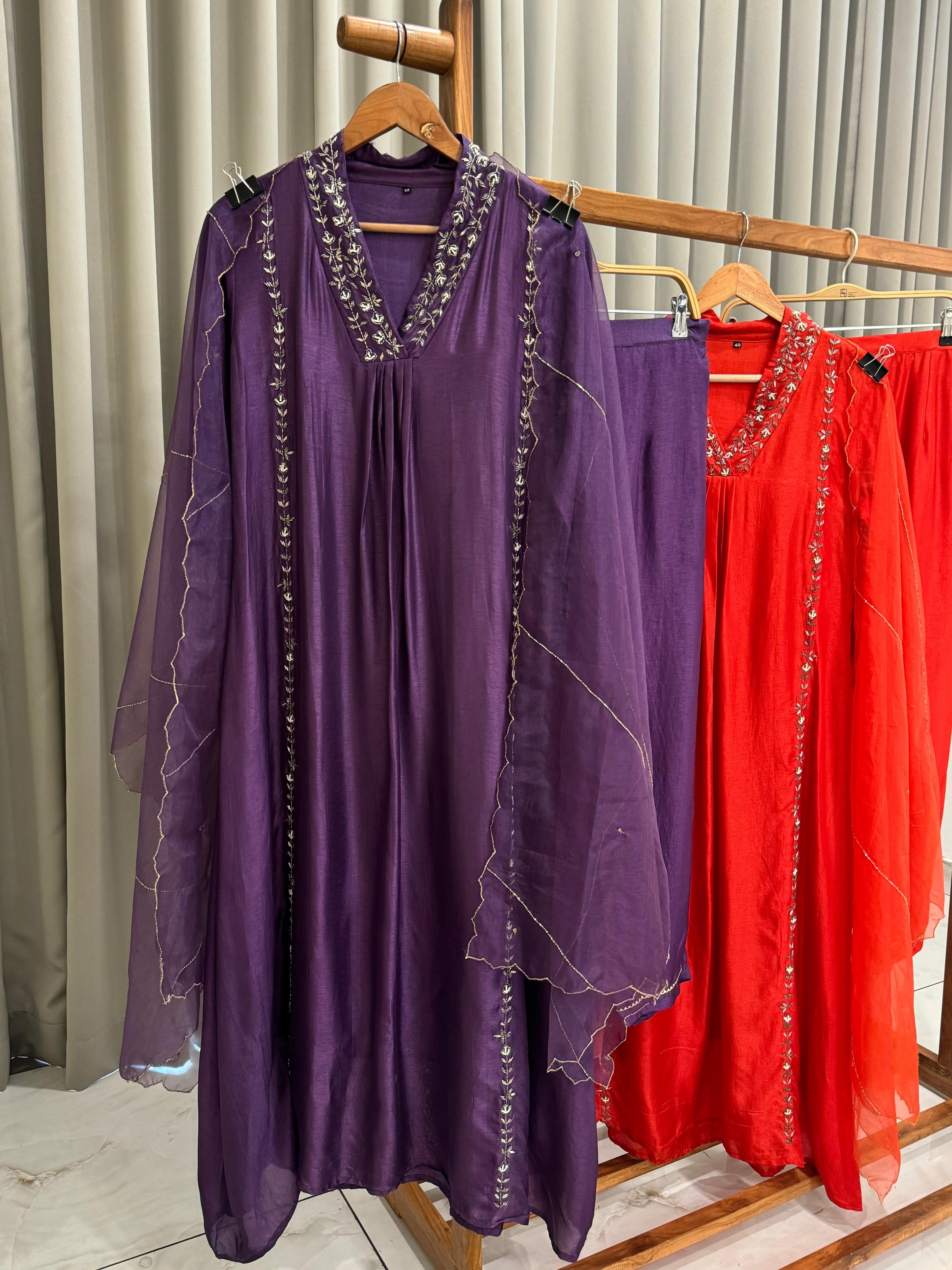 Dola silk  pleated A-line Anarkali suit