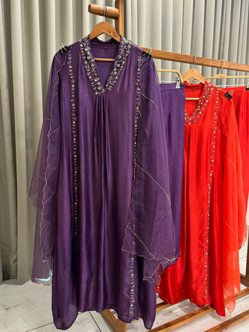Dola silk  pleated A-line Anarkali suit