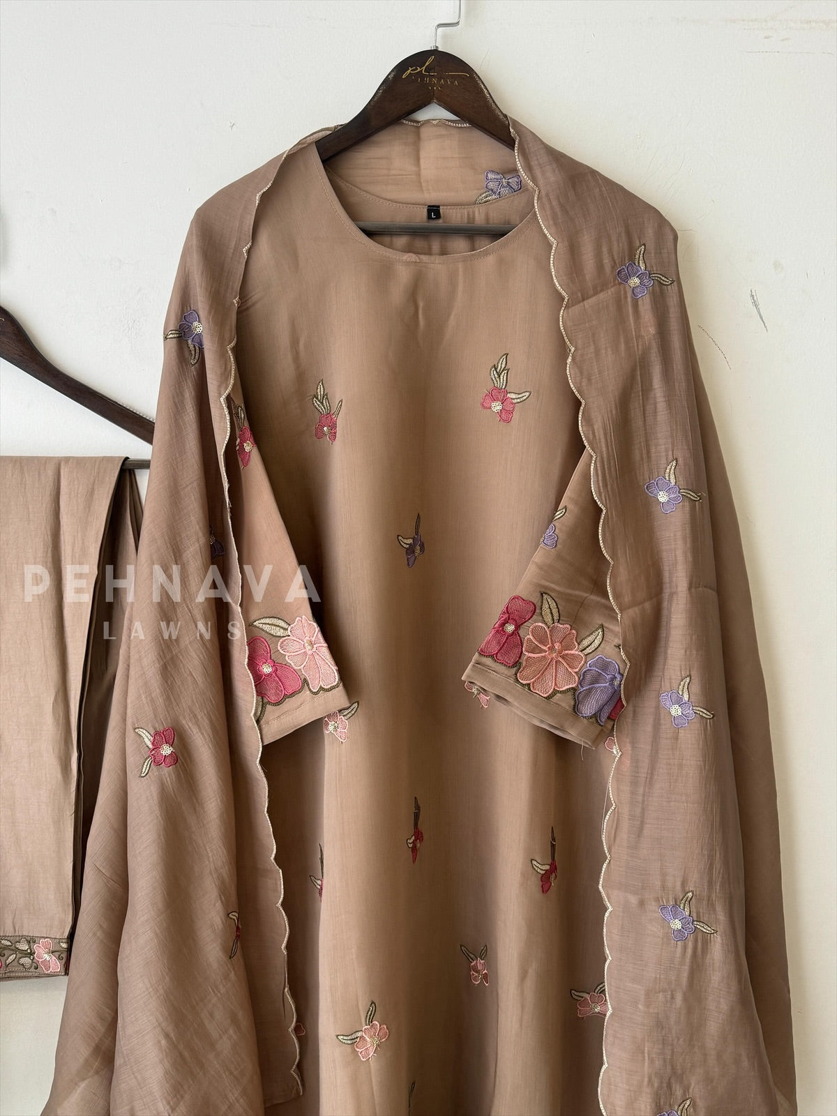 Floral Scallop Chanderi Suit Set-2992