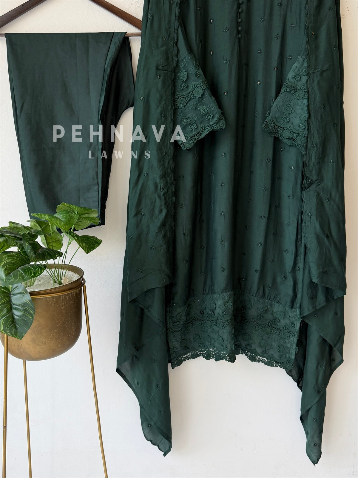 Lace‑Trimmed Embroidered Ensemble