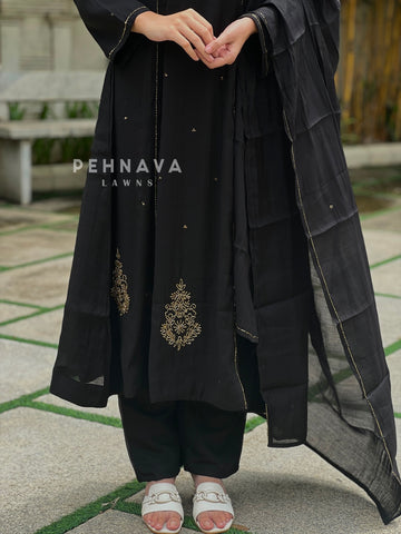Handworked panel Anarkali Ensemble H-183